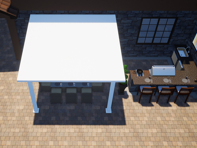 Pavilion, Attached, Florentine Columns, White, Outside View, Daytime