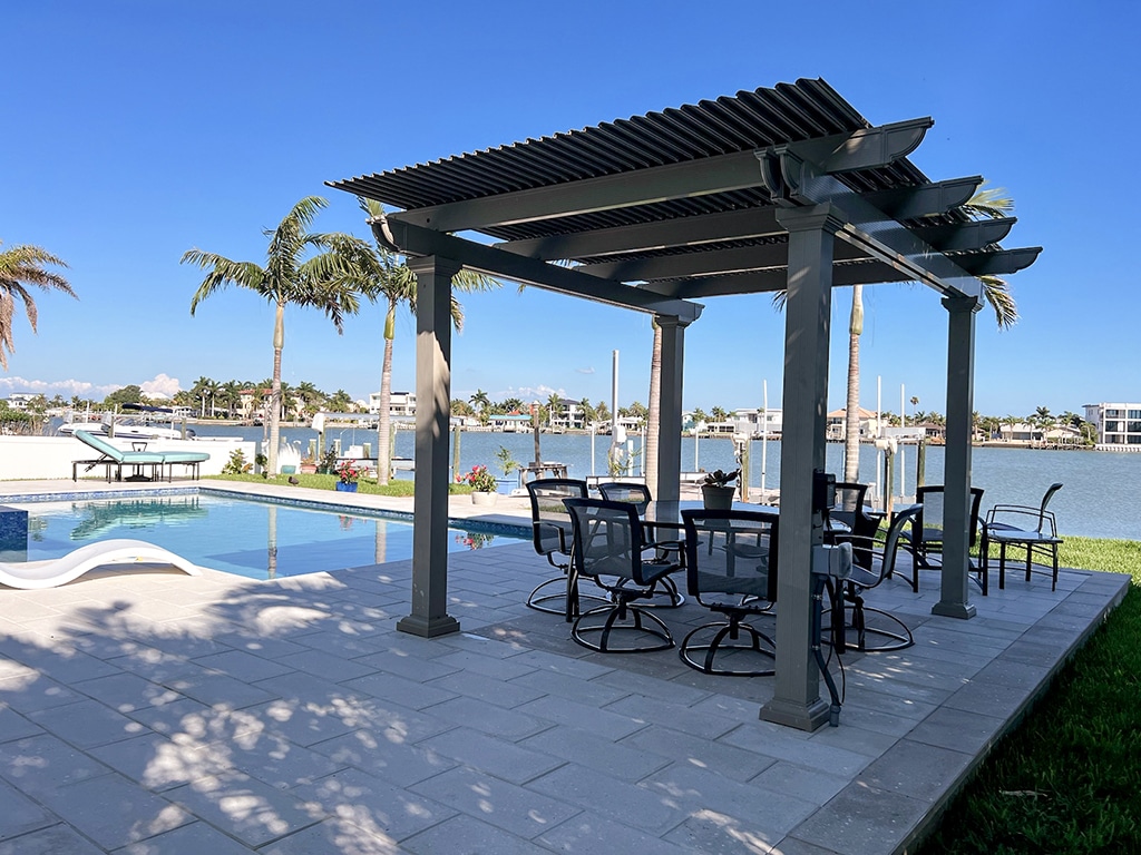 Pergola, Free Standing, Florentine Columns, Sandstone, Outside View, Daytime