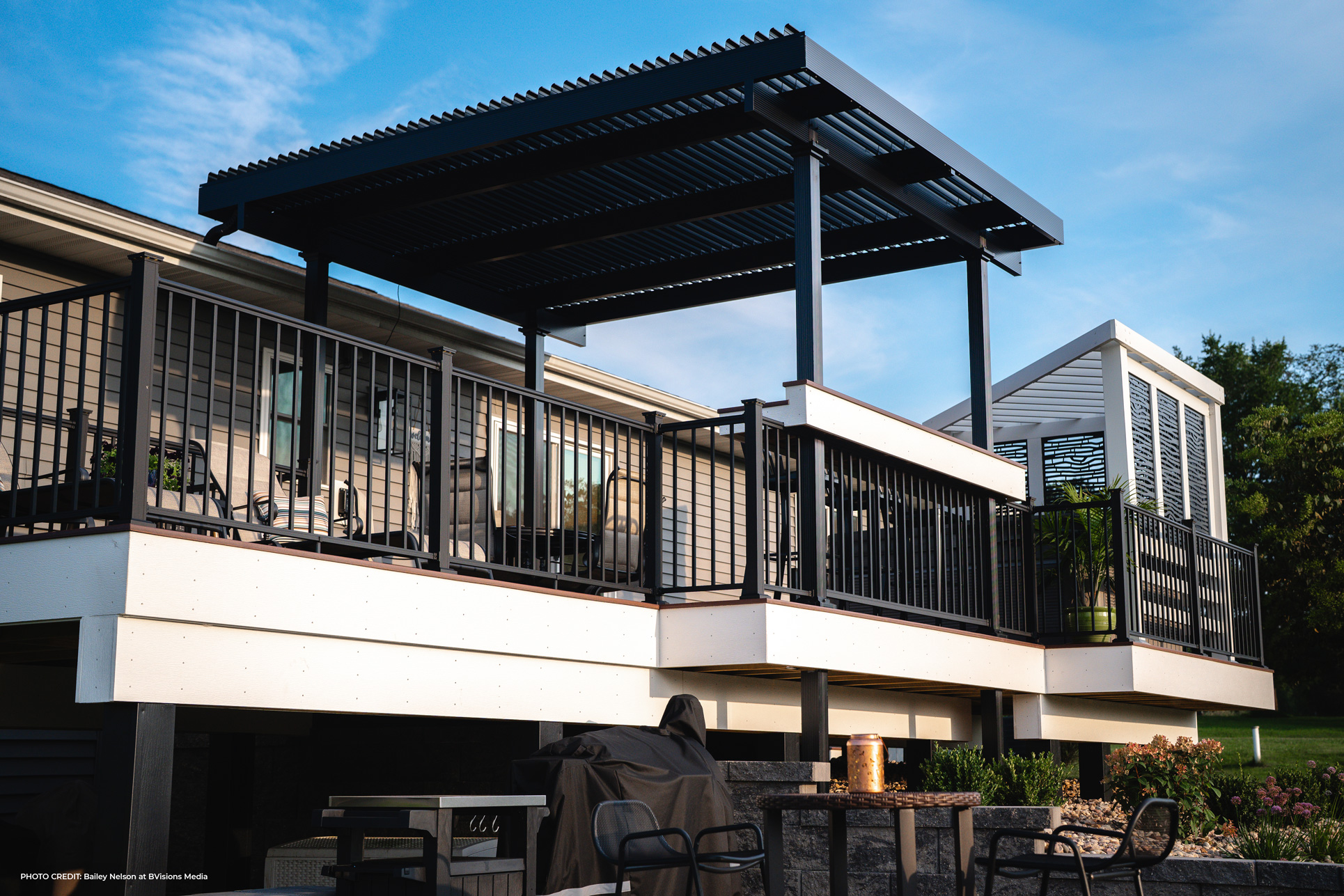 Black Contemporary Freestanding Operable Pergola
