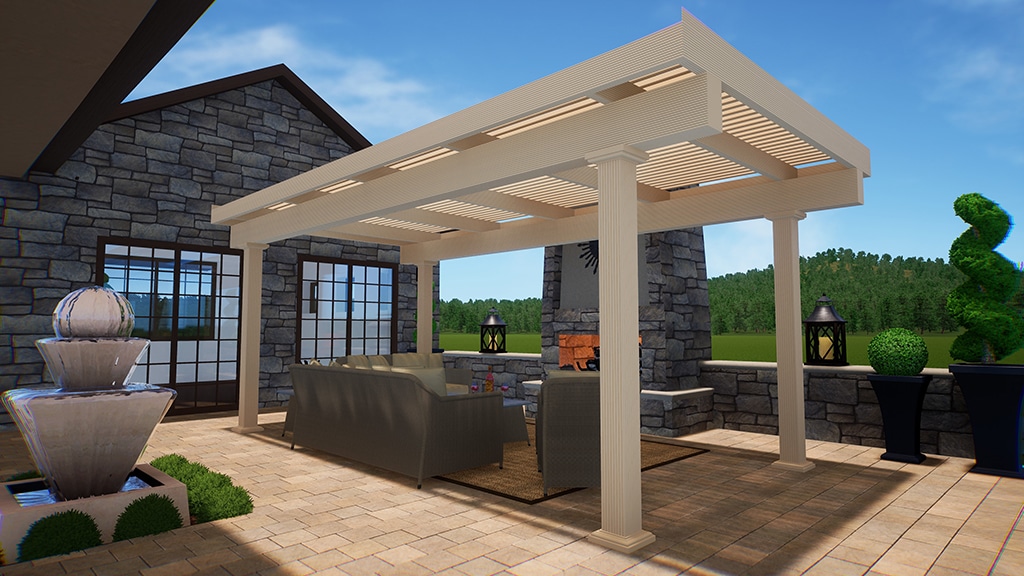 Pergola, Free Standing, Florentine Columns, Sandstone, Outside View, Daytime