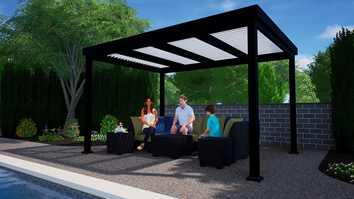 Pergola, Free Standing, Roma Columns, in Black